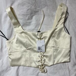Forever 21 Egret Satin Lace-Up Bustier
